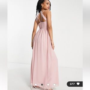 Bridesmaid Strappy Back Halter Maxi Dress, Blush